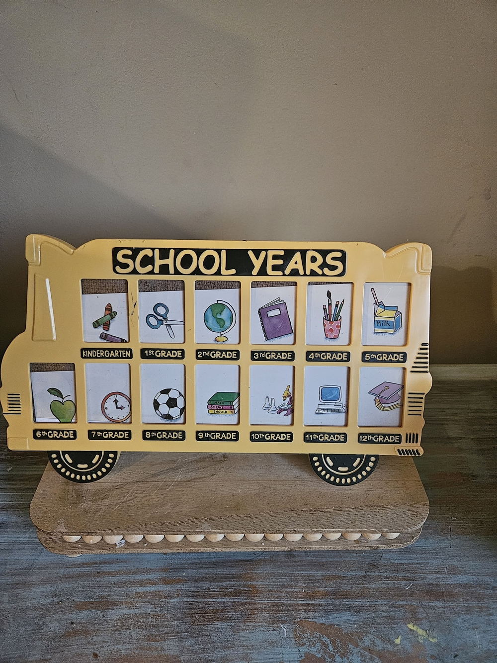 School Years Yellow Bus Photo Frame Display for Kids